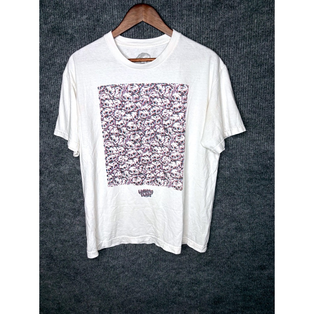 Lurking Class by Sketchy Tank Skull Art Graphic Tee Men's White Cotton 3D Large